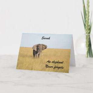 Belated Birthday Elephant Personalise Name Text Card