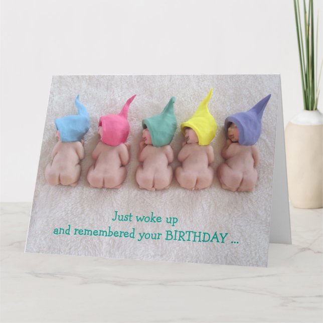 Belated Birthday: Just Woke Up, Clay Babies, Card (Front)