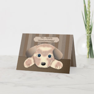 Belated Birthday, Sad but Adorable Puppy Card
