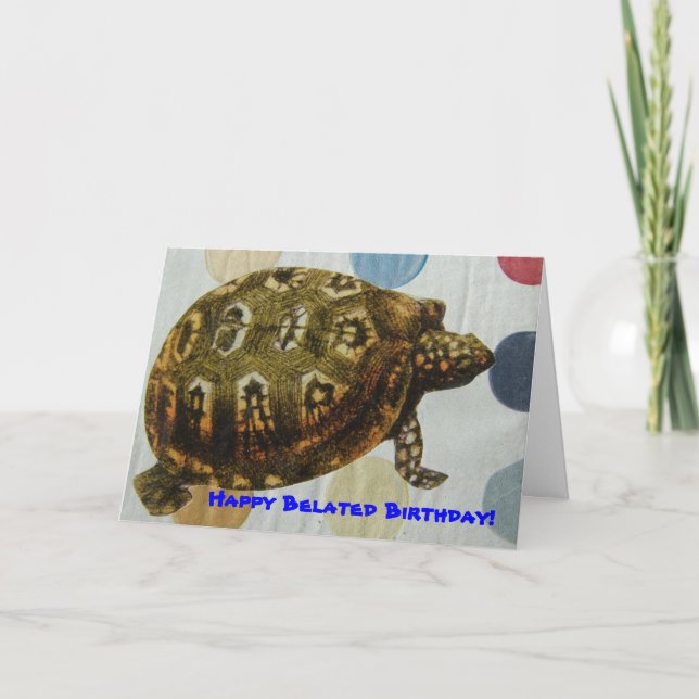 Belated Birthday Turtle Collage Card (Front)