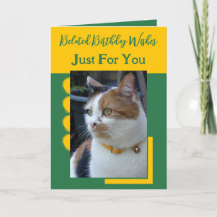 Belated birthday wishes just for you green yellow card