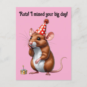 Belated Birthday Wishes with a Cute Rat Postcard