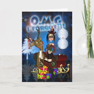 Belated Christmas Card, Gothic, Reindeer H.I.P. Ra Holiday Card