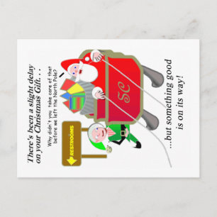 Belated Christmas - Santa Delayed Portrait Holiday Postcard