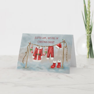 Belated Christmas with Santa’s Outfit on Clothesl Thank You Card