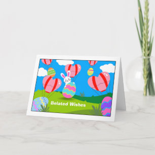 Belated Easter Drop with Hot Air Balloons Holiday Card