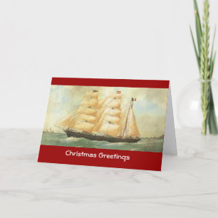 Belem, French Sailing ship, 1902 Holiday Card