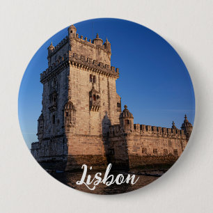 Belem tower at sunset in Lisbon, Portugal 10 Cm Round Badge