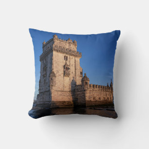 Belem tower at sunset in Lisbon, Portugal Cushion