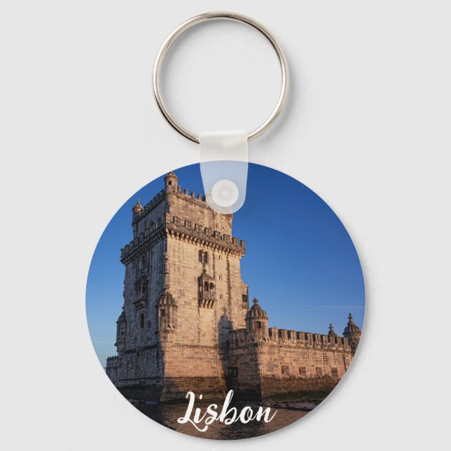 Belem tower at sunset in Lisbon, Portugal Key Ring (Front)