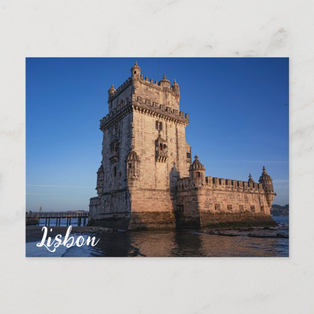Belem tower at sunset in Lisbon, Portugal Postcard (Front)