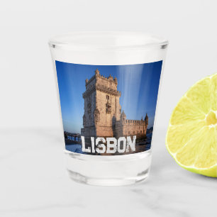 Belem tower at sunset in Lisbon, Portugal Shot Glass