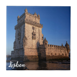 Belem tower at sunset in Lisbon, Portugal Tile