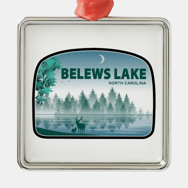 Belews Lake North Carolina Deer Metal Tree Decoration (Front)