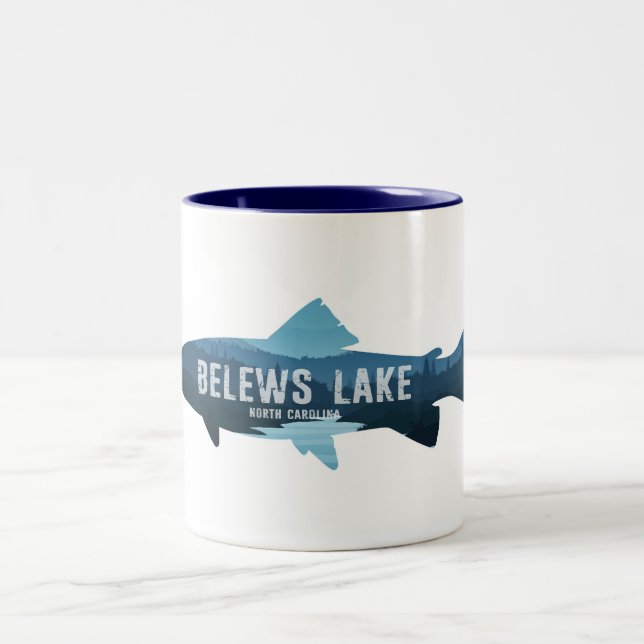 Belews Lake North Carolina Fish Two-Tone Coffee Mug (Center)