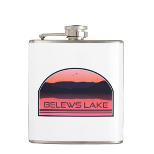 Belews Lake North Carolina Red Sunrise Hip Flask