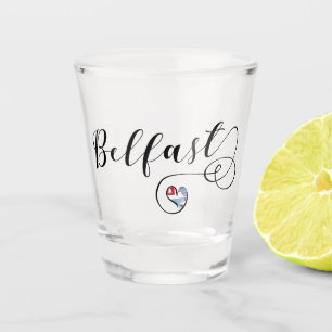 Belfast Flag Heart, Northern Ireland Shot Glass