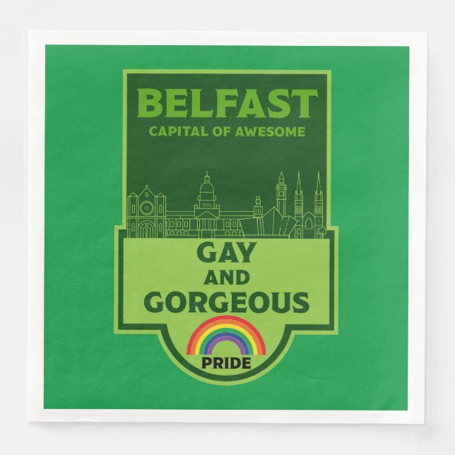 Belfast Gay Pride - Brighton Ireland LGBT - Napkin (Front)