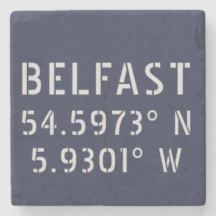 Belfast Latitude Longitude Stone Coaster