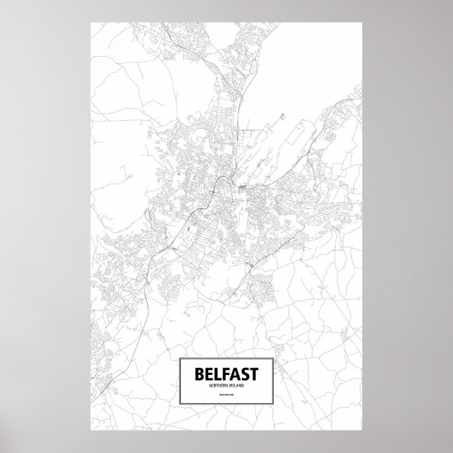Belfast, Northern Ireland (black on white) Poster (Front)