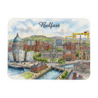 Belfast Northern Ireland CIty View Watercolor Art
