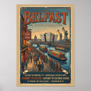 Belfast Northern Ireland Retro Travel Poster