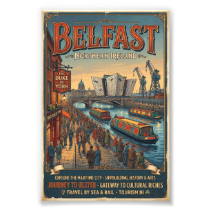 Belfast Northern Ireland Retro Travel Poster