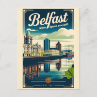 Belfast Northern Ireland Retro Travel Poster Art