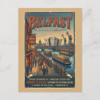 Belfast Northern Ireland Retro Travel Poster