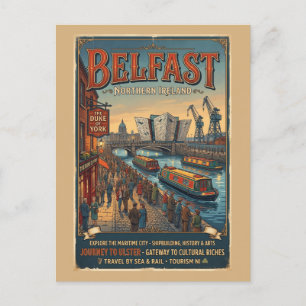 Belfast Northern Ireland Retro Travel Poster Postcard