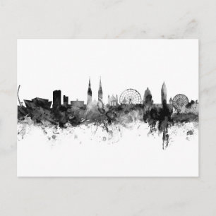 Belfast Northern Ireland Skyline Black White Postcard