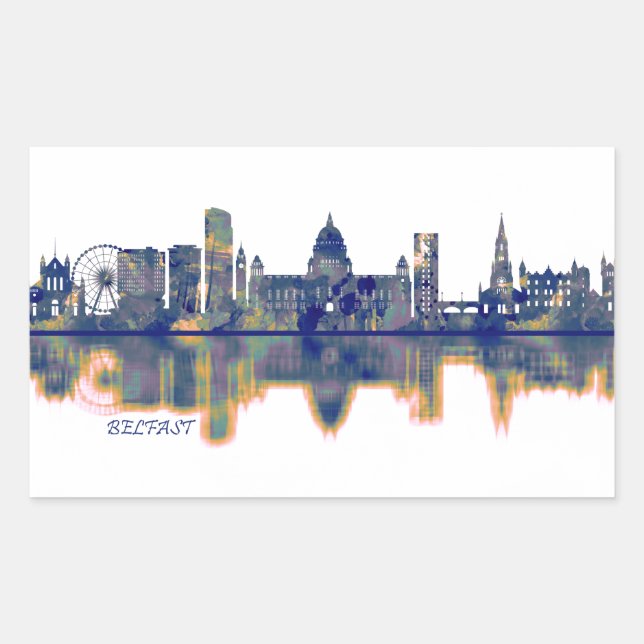Belfast Skyline Rectangular Sticker (Front)