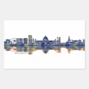 Belfast Skyline Rectangular Sticker