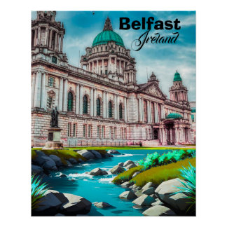 Belfast Travel Poster Northern Ireland Wall Art Ci