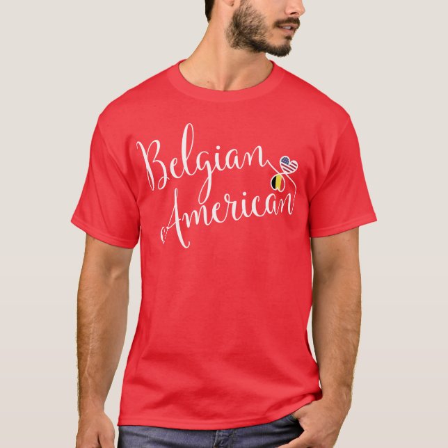 Belgian American Entwinted Hearts Tee Shirt (Front)