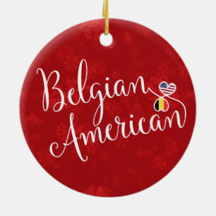 Belgian American Hearts Flags Holiday Decoration