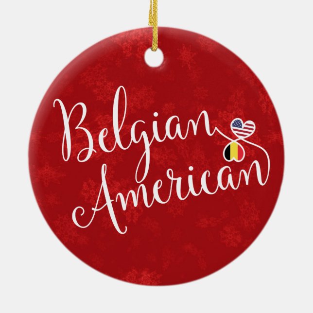 Belgian American Hearts Flags Holiday Decoration (Back)