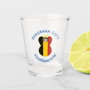 Belgian Angel Hanukkah Flag Personalised Shot Glass