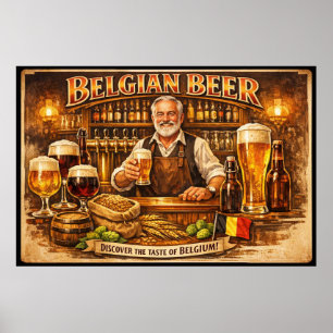 Belgian Beer Tavern Warmth Vintage Poster