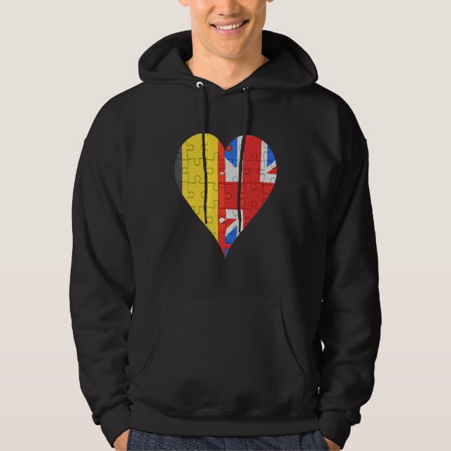 Belgian British Flag Heart Hoodie (Front)