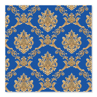 Belgian Damask Gold on Blue Designer