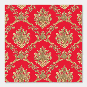 Belgian Damask Gold on Red Designer  Wallpaper