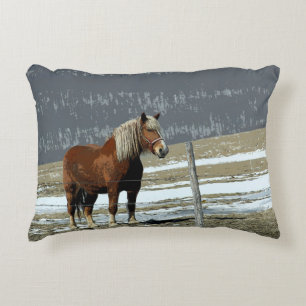 Belgian Draft Horse In Paddock Throw Pillow