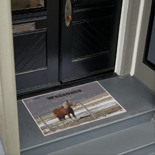 Belgian Draft Horse In Paddock Welcome Door Mat