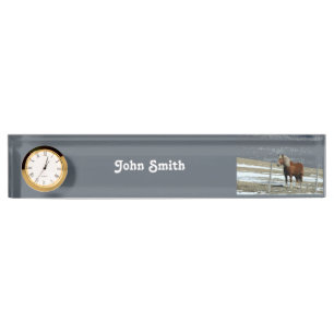 Belgian Draught Horse In Paddocl Desk Nameplate