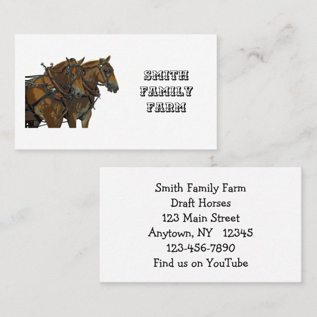 Belgian Draught Horse Team Business Cards (Front/Back)