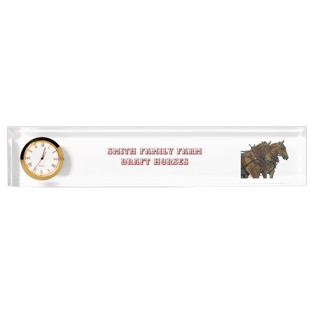 Belgian Draught Horse Team Desk Name Sign Nameplate (Front)