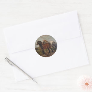Belgian Draught Horse Vintage Fine Art Farm Painti Classic Round Sticker
