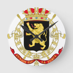 Belgian Emblem - Coat of Arms of Belgium Round Clock