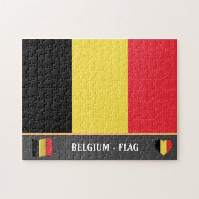 Belgian Flag & Belgian country / Belgium Jigsaw Puzzle (Horizontal)